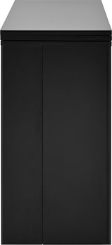 thumbnail of Ausziehbarer Bartisch MDF Schwarz 121,5x40x76,7 cm, 360° drehbar, mit Stauraum und geriffelten Glasschiebetüren