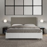 thumbnail of Letto contenitore 160x200 struttura bianco frassino testata similpelle cappuccino Burmy
