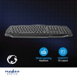 thumbnail of Nedis Wired Gaming Keyboard - USB 2.0 - Folientasten - LED - US international - US-Layout - Stromversorgung über USB - Netzkabellänge: 1.50 m - Gaming