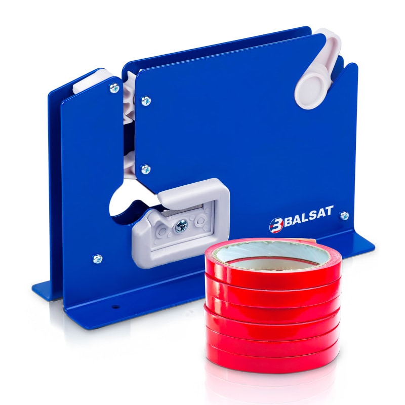 Maquina Cierrabolsas Precintadora Bolsas Azul Lacada + 6 Rollos Rojos
