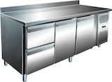 thumbnail of Gastro Edelstahl Kühltisch Kühltheke 2 Türen / 2 Schubladen 464 L -2/+8°C Aufkantung