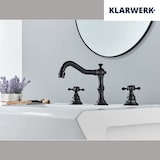 thumbnail of JULIAN | Vintage 3-Loch Badarmatur Schwarz gebürstet| Premium Retro Edelstahl Wasserhahn Waschbecken | Antike 2-Griff Mischbatterie Hotel Gastronomie