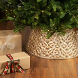 thumbnail of Weihnachtsbaumrock aus Eisen 57x25cm Baum bis 180cm Abdeckung Christbaumständer Weihnachtsbaumständer Weihnachtsbaumkorb Sternenmuster Gold