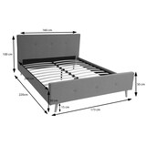 thumbnail of Polsterbett HWC-J98, Bett Doppelbett Bettgestell mit Lattenrost, Massivholz ~ 160x200cm creme-beige