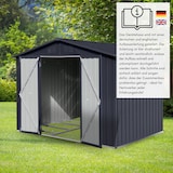 thumbnail of Gerätehaus XL – verzinktes Metall in Anthrazit| Inkl. Schloss & Werkzeughaken | wetterfester Geräteschuppen, Gartenhaus
