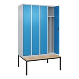 thumbnail of C+P Spind Classic PLUS, Buche untergebaute Sitzbank 4 Abteile, HxBxT 212x120x82cm, Zylinderschloss, Hellgrau/Lichtblau von PROREGAL