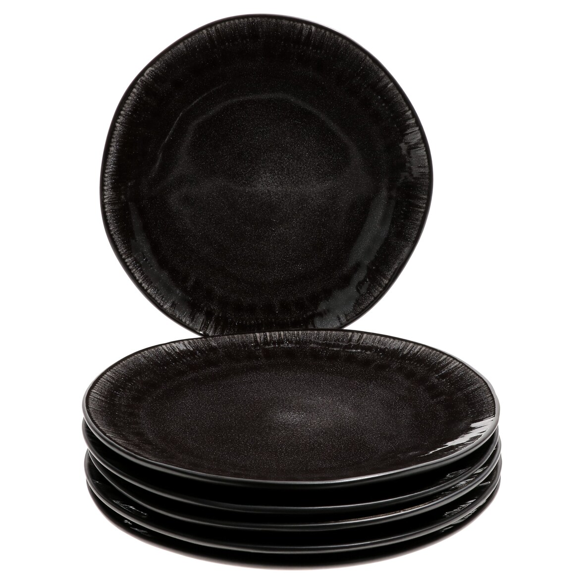 6er Set Speiseteller Zakynthos Reactive Glaze Schwarz - 24327312