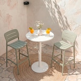 thumbnail of Conjunto 2 bancos altos empilháveis de exterior em polipropileno verde com pés antiderrapantes h76,5cm,bar, jardim, terraço, restaurante Dora XL/verde