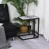 thumbnail of HOMCOM Mesa de Apoio para Sofá Moderno Mesa de Apoio com Imitação de Superfície de Mármore Moldura de Metal Economia de Espaço 45x30x51.5 cm Branco