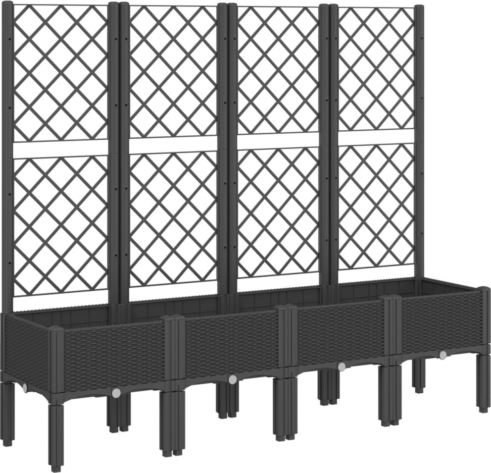 vidaXL Pflanzkübel mit Rankgitter Schwarz 160x40x142 cm PP