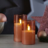 thumbnail of LED Kerze im Glas Windlicht Echtwachs Timer H: 15cm D: 7,5cm rosa