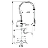thumbnail of Gastro-Inox Monoblock-Vorspüldusche mit Drehhebeln und einem Schwenkkran ausgestattet, 1200mm