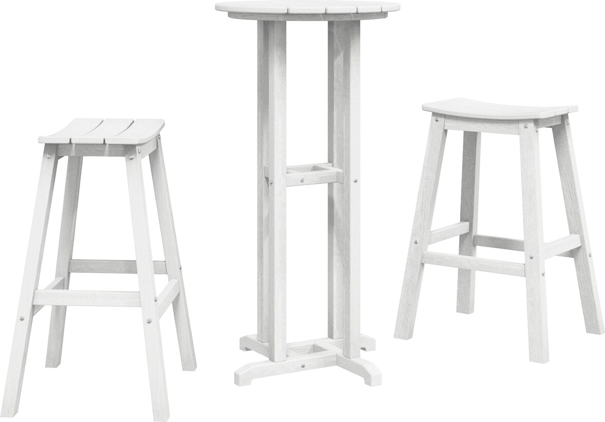 vidaXL 3-teiliges Garten Bar Set Weiß HDPE