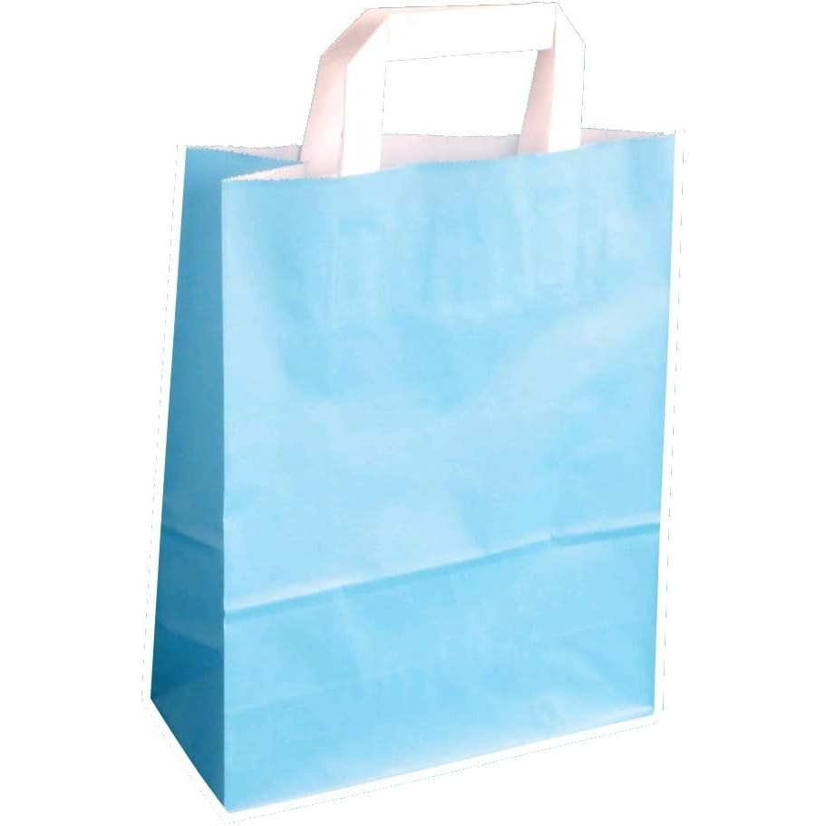 250 Papiertragetaschen Geschenktüten hellblau L 32+12x40cm