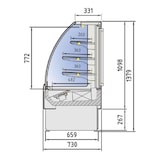 thumbnail of DOCRILUC Vitrine Refrigeree 3 Etageres Vitre Courbe - 2 P. Coulissantes Vitrees +2+8 - 950X730X1379 230/1/50Hz VV-6-9-C