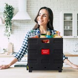 thumbnail of Relaxdays Einkaufstrolley klappbar, bis 35 kg, 50 l Kiste, mit Teleskopgriff, 2 Rollen, Transport Trolley, gelb/schwarz
