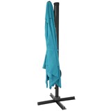 thumbnail of Zweefparasol HWC-A96, parasol 3x3m (Ø4.24m) polyester aluminium/staal 23kg ~ turquoise zonder voet