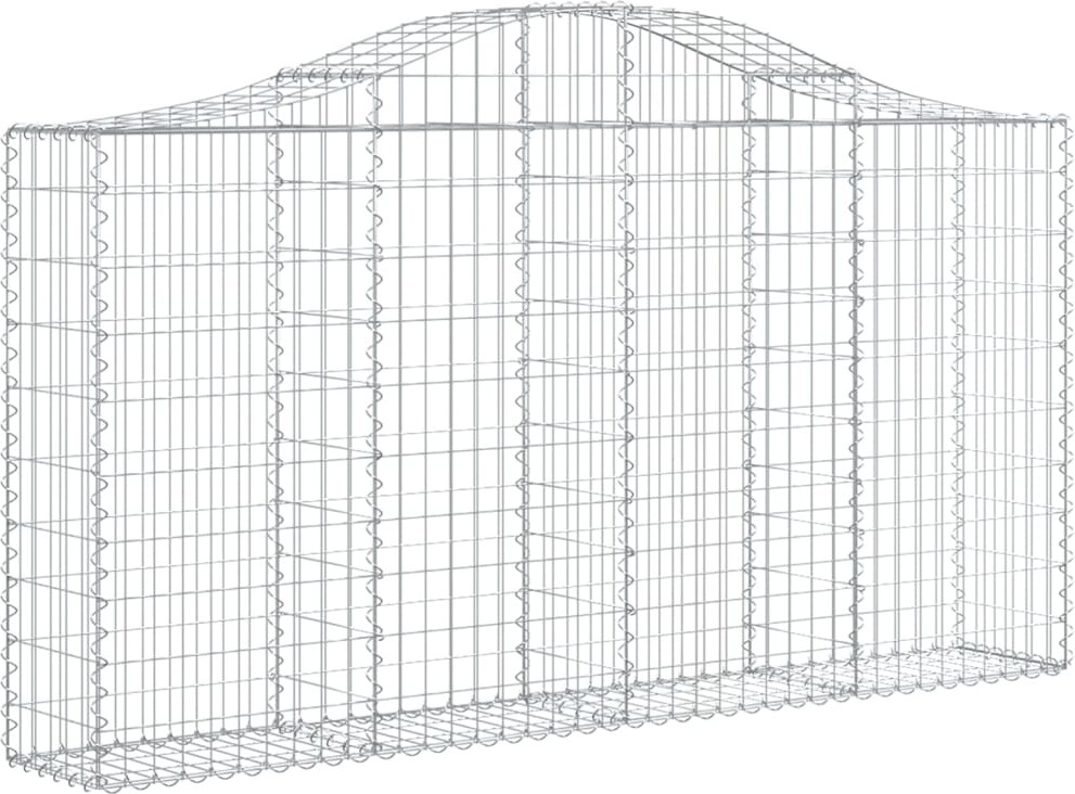 vidaXL Gabione mit Hochbogen 200x30x100/120 cm Verzinktes Eisen