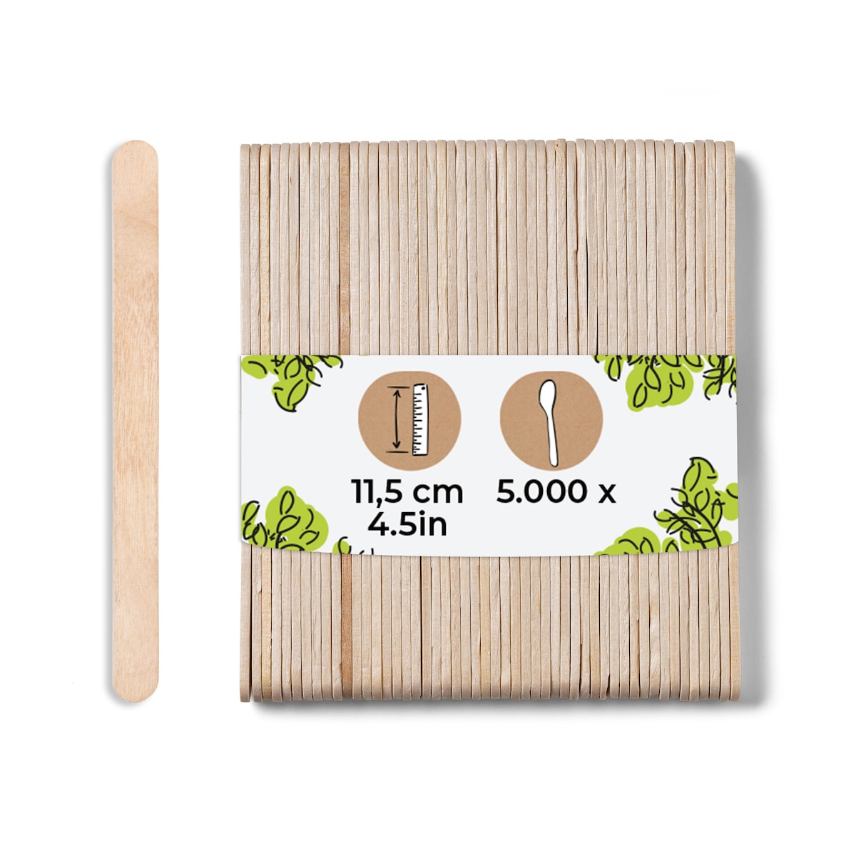 BIOZOYG 5000 Stück Holzspatel  Holzstäbchen, Eisstiele, Rührstäbchen  biologisch abbaubar, lebensmittelecht, plastikfrei  Bastelholz, Holzstäbe