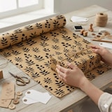 thumbnail of Rollo de Papel Regalo Kraft Florcillas 31cm x 80m Bobina Grande Resistente - Envolver Regalos Tiendas Comercios Eventos - FP Fiesta Paper