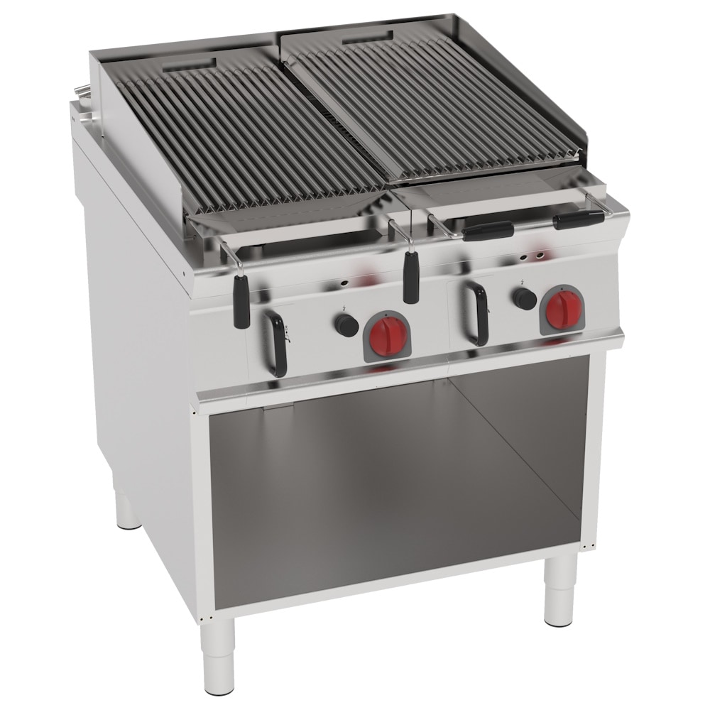EURAST - Barbacoa de lava a gas sobre soporte - 800x900x900 mm - 20 Kw - 47802313