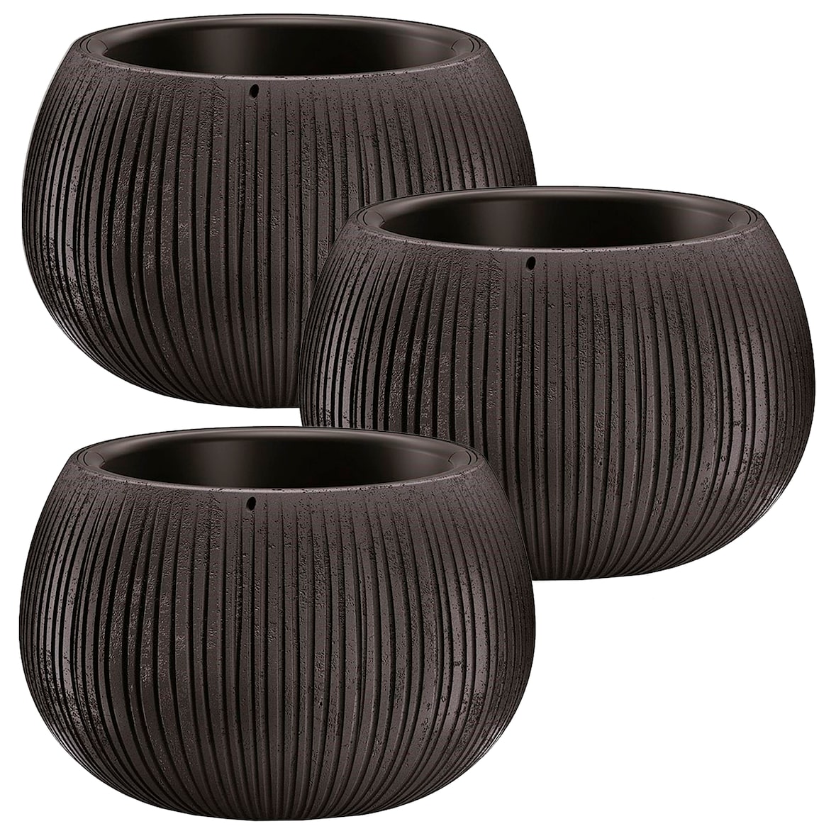 WellHome - Set van 3 Bloempotten 0,75L Beton Schaal Ø14,4 cm/u Zwart Cement Kleur