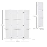 thumbnail of Biombo Separador de Madera de 4 Paneles Divisor de Habitaciones Plegable con 3 Estantes Extraíbles Diseño Persiana para Dormitorio Oficina 160x170 cm