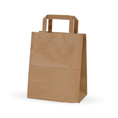 VASOMADRID S.L., Bolsa papel kraft, 32+16x27 cm, Caja de 250 uds, 80 g, asa plana, ref. bpa00232