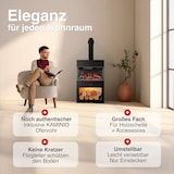 thumbnail of KAMINIO Elektrokamin HENRI mit Ofenrohr - Elektrischer Kaminofen mit Heizung, 3D-Flammeneffekt, LED-Ambientelicht, Holzfach, Fernbedienung - Schwarz