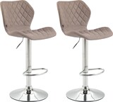 thumbnail of 2er Set Barhocker DIBEL - Stoff Taupe 47x51x88 cm Silber | Barstuhl Höhenverstellbar Mit Lehne Drehbar Tresenhocker Tresenstuhl Kneipenhocker