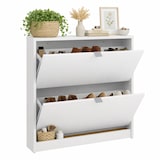 thumbnail of WellHome - Zapatero Abatible de Madera con 2 Compartimentos en color Blanco 71 x 17 x 86 cm - Adaja