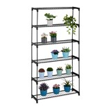 thumbnail of Relaxdays Blumenregal, 6 Ablagen, Blumen- & Pflanzentöpfe, Metall & Kunststoff, HBT: 174x91x28 cm, Kräuterregal, schwarz