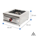 thumbnail of Cleiton® Cocina Industrial a Gas 1 Fuego de 35x55 cm Sobremesa de Acero Inoxidable con Regulador de Fuego y Termopar | Hornillo de Gas Butano