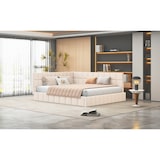 thumbnail of Polsterbett 160x200 cm aus Samt – Multifunktionales Bett mit stabilem Lattenrost und verstellbarer Rückenlehne, klassisches Design in Beige
