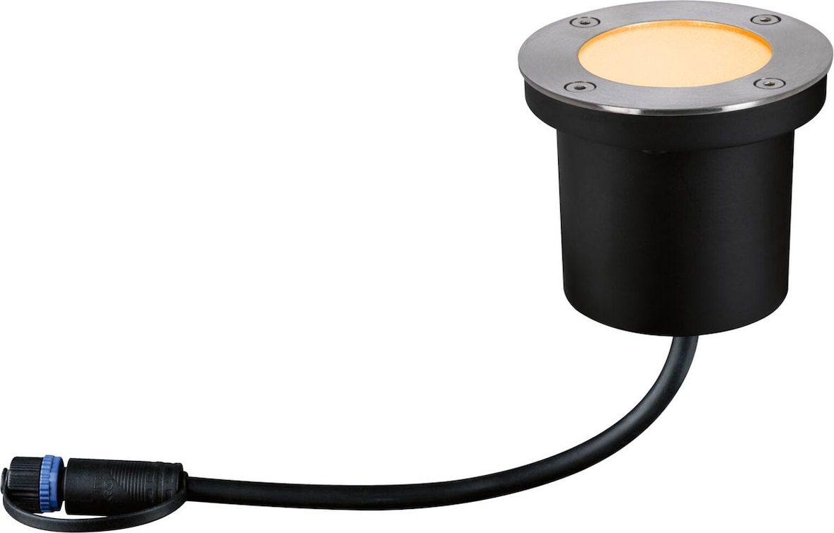 Un projecteur d\'extérieur rond encastré avec câble.