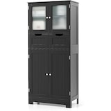 thumbnail of COSTWAY Badkamermeubel met 2 laden en 4 deuren, badkamermeubel met verstelbare planken (zwart)