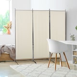 thumbnail of Biombo de 3 paneles biombo separador de ambientes 253x50x182 cm divisor de habitación plegable con 6 pies de metal beige