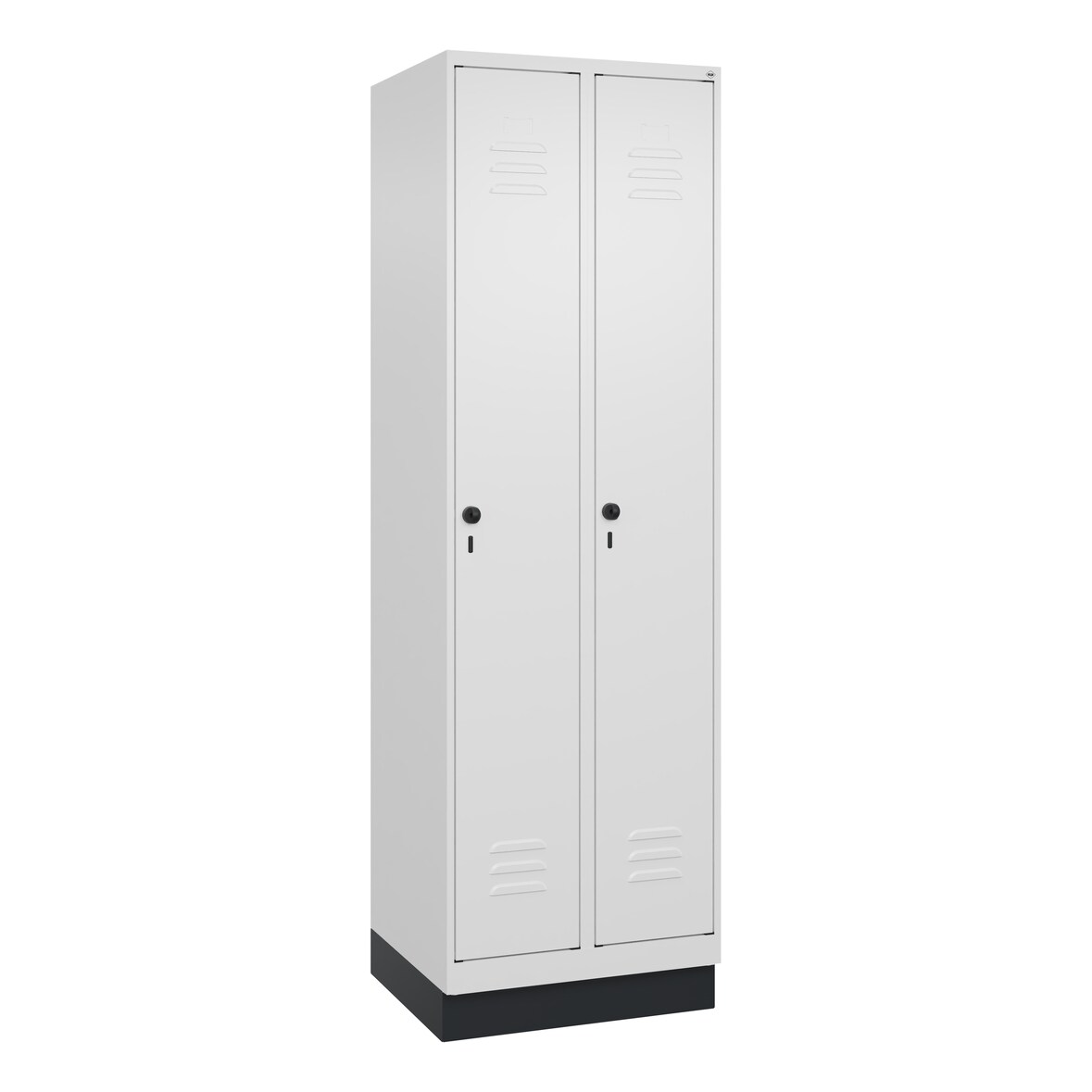 C+P Wäsche-Spind Classic PLUS, Sockel, 2 Abteile, 1950x600x500mm, 9016/9016