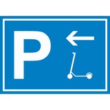 thumbnail of E-Scooter Parkplatz mit Richtungspfeil links Schild waagerecht A2 (420x594mm)