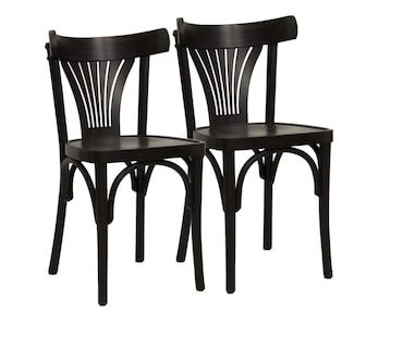 METRO PROFESSIONAL Silla de restaurante Lyra, juego de 2, madera de haya, marrón wengé