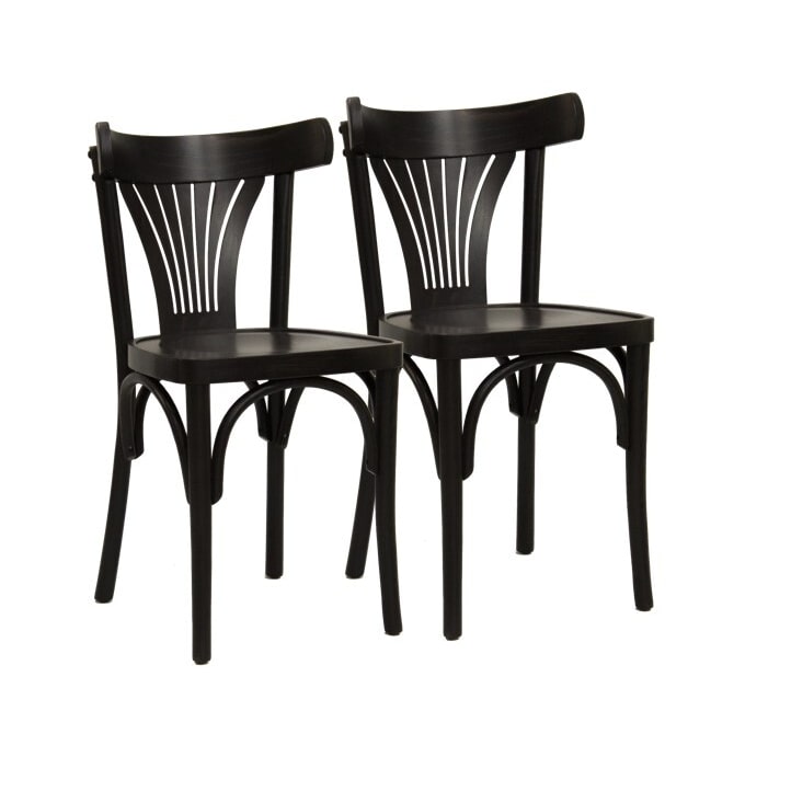 METRO PROFESSIONAL Chaise de restaurant Lyra ,lot de 2, bois de hêtre, wengé