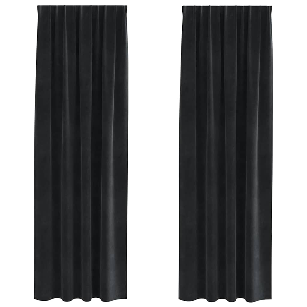 vidaXL Verdunkelungsvorhänge 2 pcs Schwarz 140 x 260 cm Samt