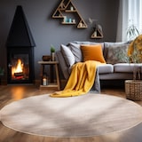 thumbnail of CarpetSale24 Teppich Wohnzimmer Einfarbig Beige 200 cm Rund - Waschbar Rutschfest Kurzflor Extra Weich für Wohnzimmer Schlafzimmer Jugendzimmer
