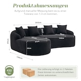 thumbnail of Kombinationssofa Chenille Schwarz, gebogenes Sofa mit Chaiselongue, modular, werkzeugfreie Montage