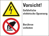 thumbnail of Aufkleber I Kombischild Vorsicht! Gefährliche Spannung..., Folie, 200x150mm, ISO 3864-2