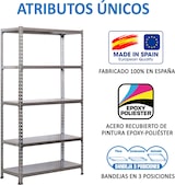 thumbnail of SimonRack Estantería Metálica, 1800x900x400 mm, 5 Alturas, Bandeja Metal, 180 kg de Punto Flexión, Gris/Galva - Simonclick