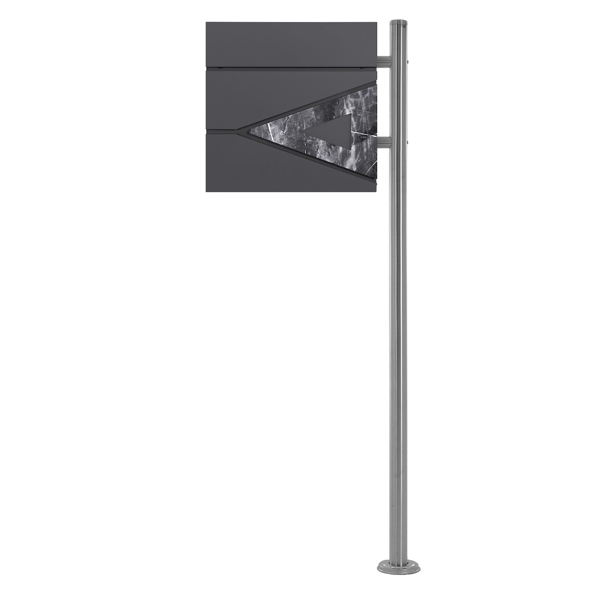 ML-Design ECD Germany Standbriefkasten Edelstahl, mit Pfosten & Zeitungsfach, Postkasten Anthrazit Schwarz Marmoroptik, Stahl pulverbeschichtet