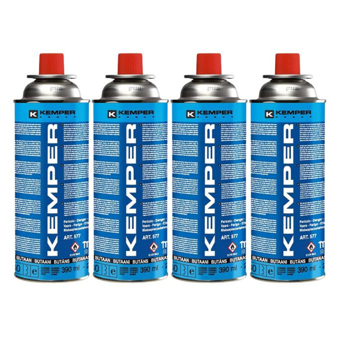 Verpakking van 4 KEMPER 227g butaangaspatronen