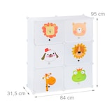 thumbnail of Relaxdays Schuhregal Kinder, 12 Fächer für 24 Paar, Tiermotive, erweiterbares Steckregal HxBxT: 95 x 84 x 31,5 cm, weiß