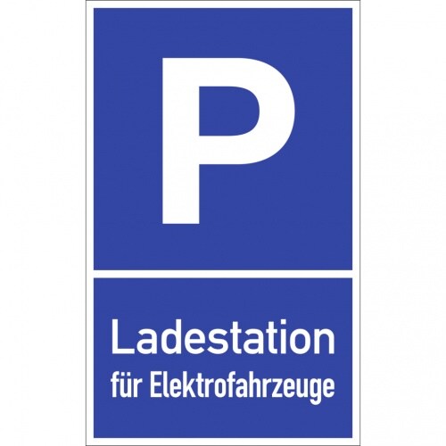 Dreifke® Parkplatzschild - Ladestation für Elektrofahrzeuge, Text, Alu, 250x400 mm